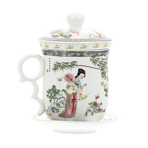 Кружка с блюдцем и сито TIMA Женщины с музыкой фарфор 000000000001132890