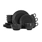 Набор столовой посуды 16 предметов (обеденная 26см-4шт/десертная 20см-4шт/салатник 600мл-4шт/кружка 400мл-4шт) серый керамика