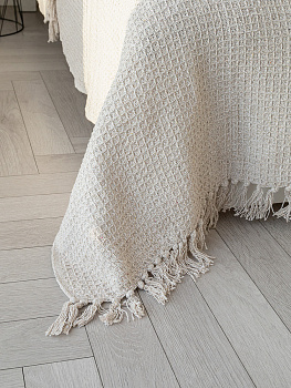 Покрывало 150x200см DE'NASTIA бежевый вафельное меланж хлопок 000000000001229650