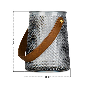 Ваза 16см с ручкой серая стекло 000000000001220746