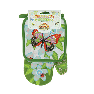 Набор прихватка и рукавица Бабочка Мультидом, хлопок, 2 предмета 000000000001126846
