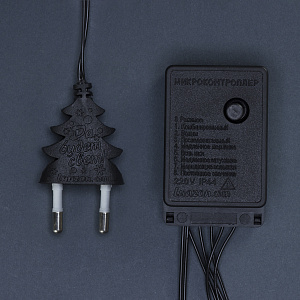 Гирлянда-Бахрома 3м 80LED LUAZON LIGHTING IP20 8 режимов 220В тёмная нить свечение белое 000000000001207981