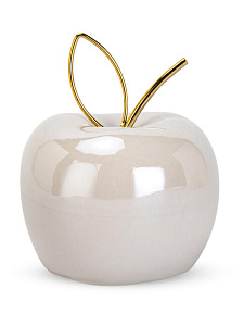 Фигура декоративная Яблоко 10х7,8см белое керамика 000000000001220785