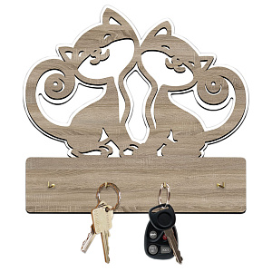 Фоторамка-ключница 26x26см Коты дуб подарочная коробка 000000000001214956