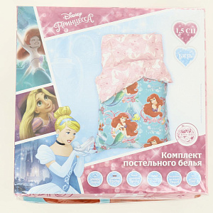 Комплект постельного белья 1,5-спальный Принцессы: Русалочка Ариель пододеяльник143х215см простыня150х214см наволочки50х70см-1шт бязь 100% хлопок 000000000001206742