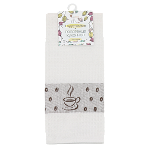 Полотенце кухонное 40х60см ВОТЕКС Кофе шоколад белое 100% хлопок 000000000001206845