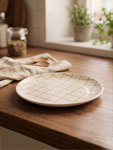 Тарелка обеденная 26см DE'NASTIA lattice коричневый керамика 000000000001231345