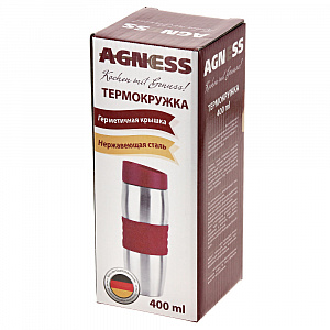 Термокружка Agness, 400мл, нержавеющая сталь, силикон 000000000001173094