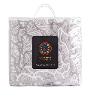 Покрывало 260х240 DE'NASTIA пион2 3слоя серое жаккард 55%хлопок 45%полиэстер 000000000001212598