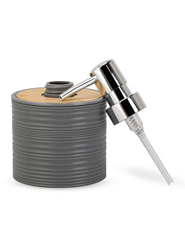 Диспенсер для мыла 250мл 13,3х8,8см серый полипропилен/бамбук 000000000001226610