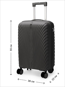 Чемодан на колесах S (36х22х55см) молния черный PP 000000000001226534