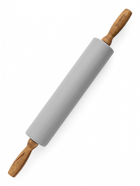 Скалка 42,5x24,5x5см DE'NASTIA деревянная ручка из акации серый силикон 000000000001213974