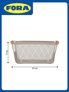 Корзинка для хранение 23х17х11см FORA ручки прямоугольная серый металл/дерево 000000000001223283