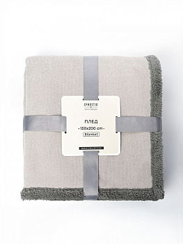 Плед 150x200см DE'NASTIA twinsoft светло-серый/темно-серый шенилл/шерпа полиэстер 000000000001229831