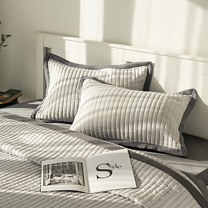 Наволочки декоративные 50x70см 2шт DE'NASTIA Structure строчка серый полиэстер 000000000001224732