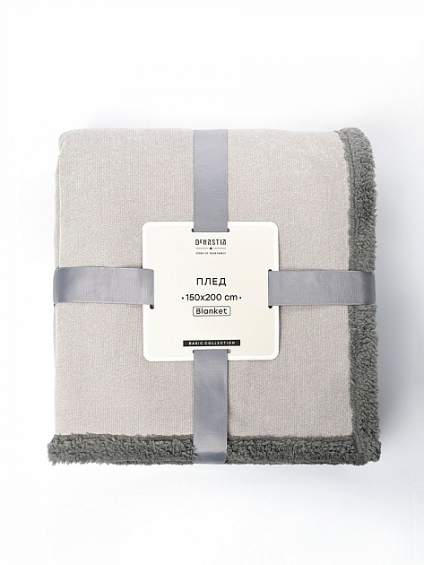Плед 150x200см DE'NASTIA twinsoft светло-серый/темно-серый шенилл/шерпа полиэстер 000000000001229831