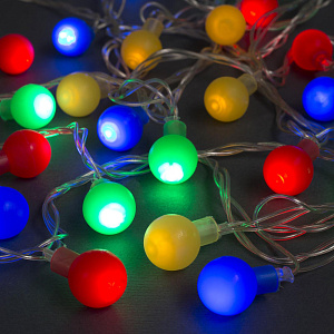 Гирлянда-Нить 5м 30LED LUAZON LIGHTING IP20 8 режимов 220В Шарики цветные прозрачная нить свечение мульти с насадками 000000000001207989