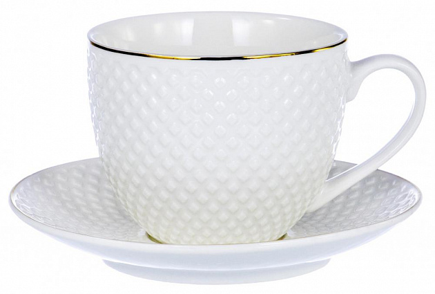 Чайная пара (чашка 220мл) ПОСУДА белый с золотом 101-01010 000000000001177801