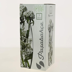 Ваза стеклянная бочка высотой 26 см, Тонировка Перламутр Металлик, золотой ободок.7736/250/rt502 000000000001191044