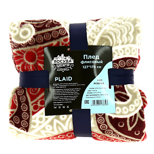 Плед 2-спальный 178х127см ПОСУДА ЦЕНТР пейсли корал флис 000000000001177751