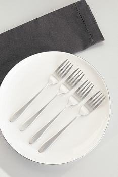 Набор вилок столовых 4шт DE'NASTIA Этерна серебристый сатин нержавеющая сталь 000000000001229642