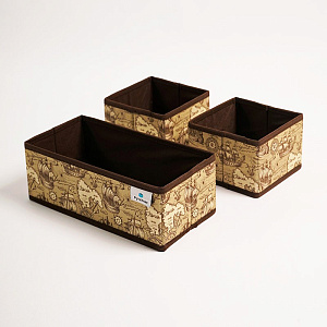 Набор органайзеров для хранения 3шт 28x14x10см РУТАУПАК МОРСКАЯ ИСТОРИЯ ткань 000000000001211970