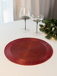 Салфетка сервировочная 35см DE'NASTIA красный бисер 000000000001229579