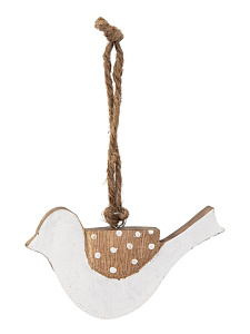 Декоративное украшение 12х2х8см DE'NASTIA Птица подвесная белый дерево манго 000000000001229674