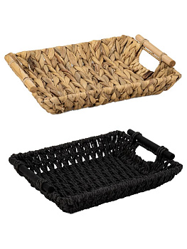 Корзина плетеная универсальная 31х25см полиэтилен/железо/древесина 000000000001229445