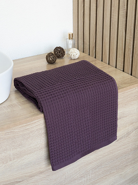 Полотенце вафельное 70x140см DE'NASTIA для бани/сауны 300гр марсала хлопок 000000000001228556