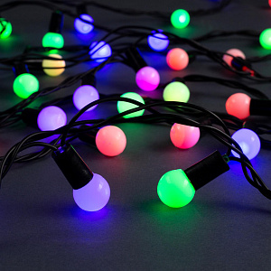 Гирлянда-Нить 10м 100LED LUAZON LIGHTING IP44 220В с насадками Шарики-1,5см тёмная нить свечение мульти мигание с насадками 000000000001207990