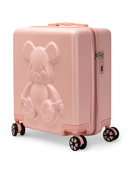 Чемодан на колесах S (38х20х43см) мишка розовый ABS 000000000001226530