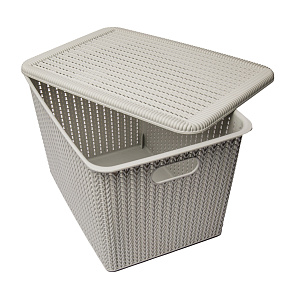 Корзина для хранения 37х26х22,3см с крышкой серый пластик 000000000001177295