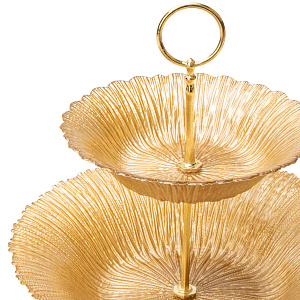 Этажерка-конфетница 30-21см GLASSCOM Цветок Gold стекло 000000000001219160