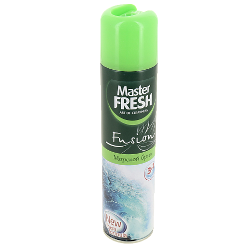 Освежитель воздуха 300мл MASTER FRESH Fusion Морской бриз нейтрализует неприятные запахи обеспечивает свежесть и легкий аромат морского бриза 000000000001209430