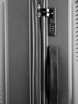 Чемодан на колесах L (48х30х75см) полосы черный PP 000000000001226554