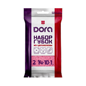 Губки 14х10х1см-2шт DORA без абразива целлюлоза 000000000001223306