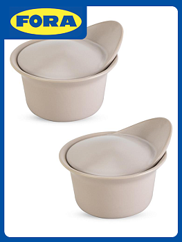 Набор горшков для запекания 2шт 13см/200мл FORA grey керамика 000000000001227656