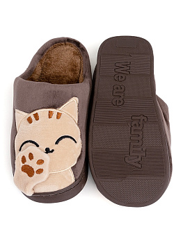Туфли домашние-тапки р.42-43 LUCKY Коты коричневый полиэстер 000000000001187788