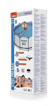 Бассейн каркасный 366х122см BESTWAY фильтр-насос лестница тент 000000000001215645