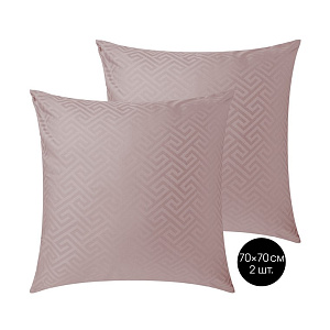 Наволочки 70х70см-2шт DE'NASTIA JQ меандр лиловый сатин хлопок-100% 000000000001215616