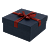 Коробка подарочная с бантом РОГОЖКА 190x190x90мм синий квадрат тисненая бумага/красная лента 3091 Д10103К.120.2 000000000001205123