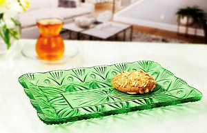 Блюдо сервировочное 27х19см BROOKLYN GREEN иранское стекло 000000000001209535