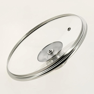 Крышка стеклянная TimA с круглой НЖС ручкой с металлическим ободком 22см 5722 000000000001200707