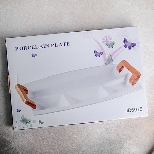 Менажница 4 ячейки 36,5х23х4,5см Эстет белый керамика 000000000001210819