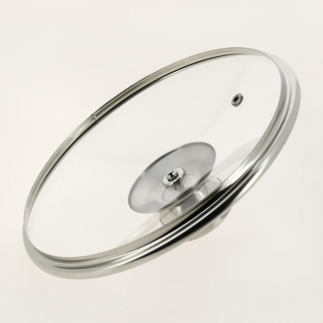 Крышка стеклянная TimA с круглой НЖС ручкой с металлическим ободком 22см 5722 000000000001200707