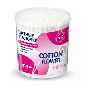 Ватные палочки 200шт COTTON FLOWER в банке хлопок 000000000001216726
