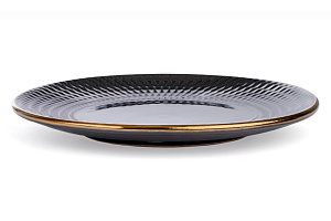 Тарелка десертная 19,7см LUCKY Точки металлическая кайма плоская черный керамика 000000000001211248