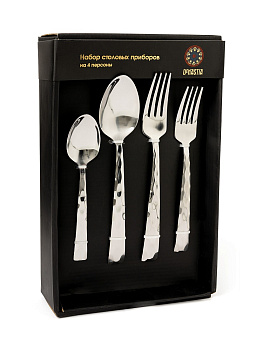 Набор столовых приборов 16 предметов (ложка чайная, ложка столовая, вилка столовая, вилка десертная) DE'NASTIA Айсберг нержавеющая сталь 000000000001221858