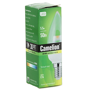 Лампа LED5.5-C35-CL-830-E14 Camelion 000000000001125856